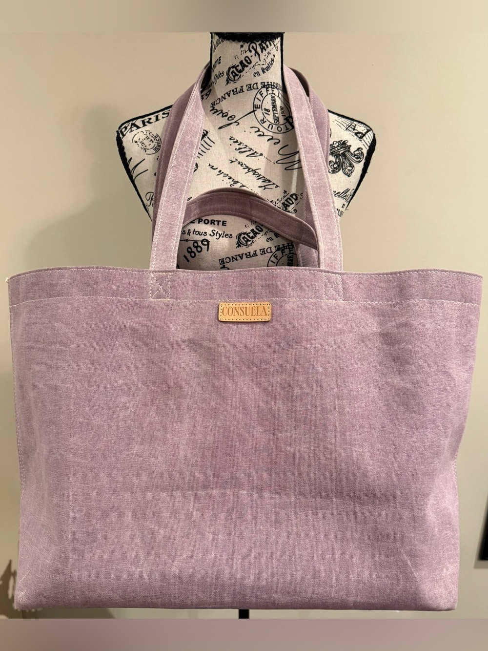 CONSUELA Lavender Canvas Large Tote Bag